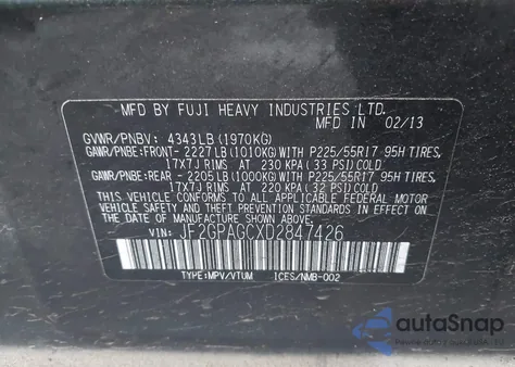 2013 Subaru Xv Crosstrek 2.0I Limited z USA, uszkodzony, nr VIN JF2GPAGCXD2847426